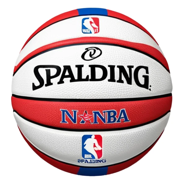 Basketball with Spalding and NBA logos, colored in white, blue, and red stripes (Russian flag colors) sticker