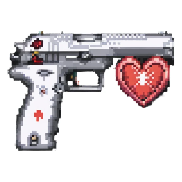 love gun with heart-shaped details sticker