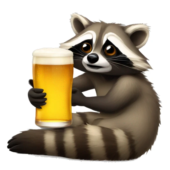 drunk raccoon lying on his back drinking beer sticker