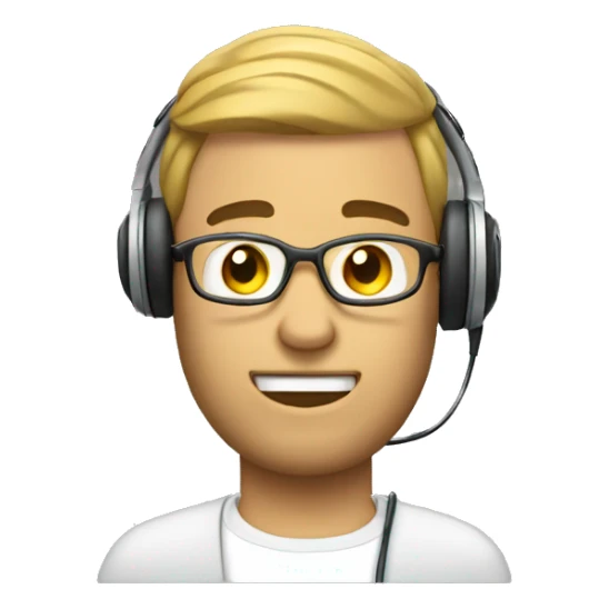 create me an emoji that shows a man with a microphone and a headphone making a voice over work readin a text  sticker