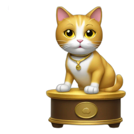 cat secretary sitting on top of the gold cloud sticker
