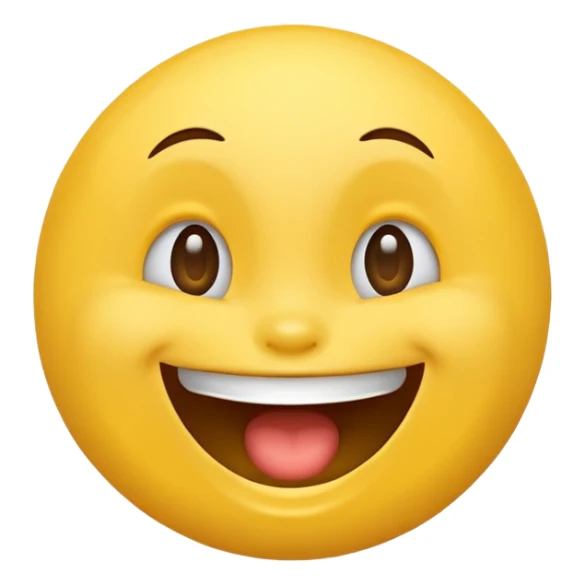 Emoji, yellow round smiling face, open mouth sticker