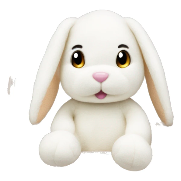 cute white plush knitted bunny toy sitting in the basket sticker
