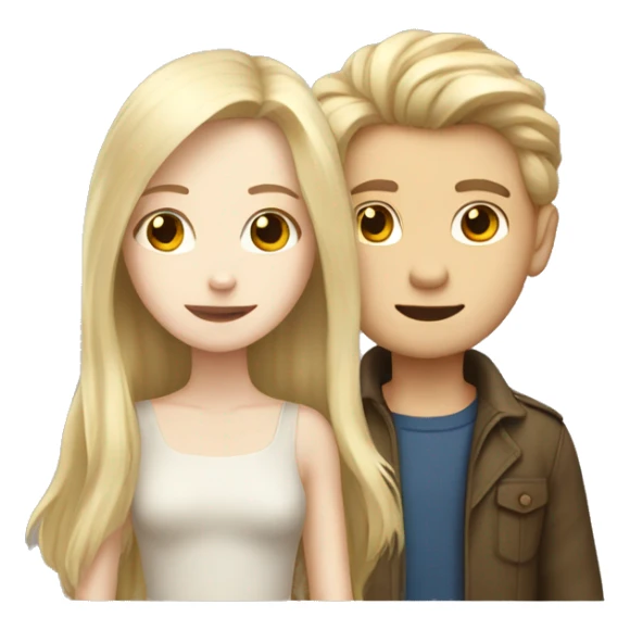 Pale long brown haired boy with a pale blonde girl  sticker