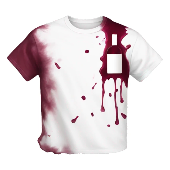 white t-shirt with wine stain sticker