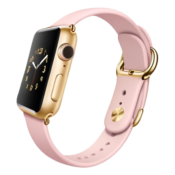 Gold Apple Watch with a light pink band on an angle sticker
