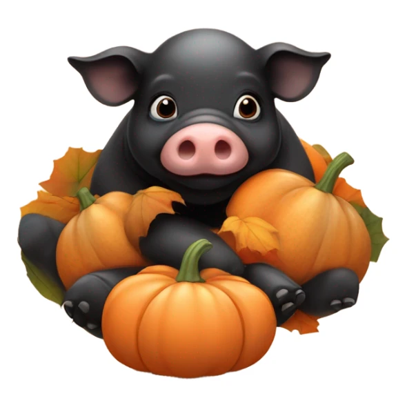 baby black pig and pumkins sticker