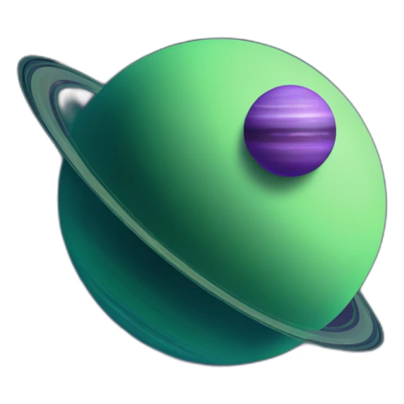 green planet with purple saturn rings and moon sticker