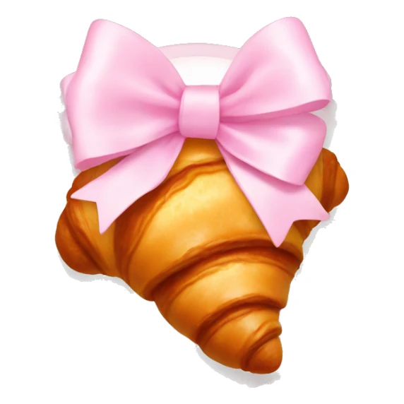 Croissant with pastel pink bow sticker