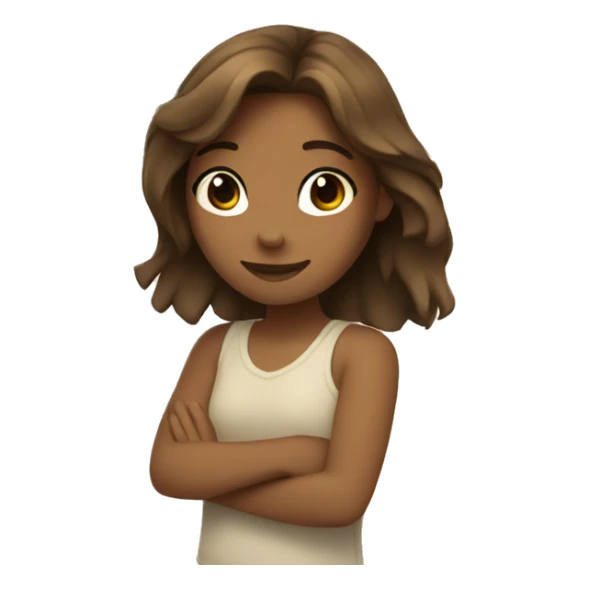 Girl with brown hair hugging a palm tree sticker