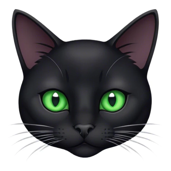 Realistic black cat with green eyes, white checks and black nose sticker