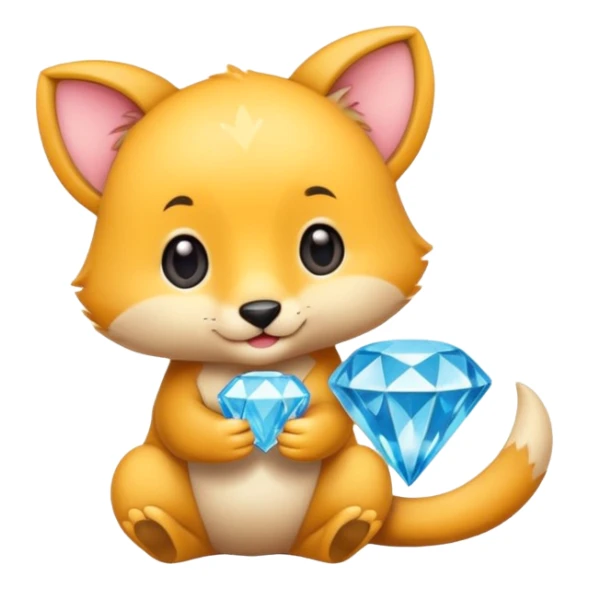 cute animal holding a diamond, different animal or pose 1 sticker