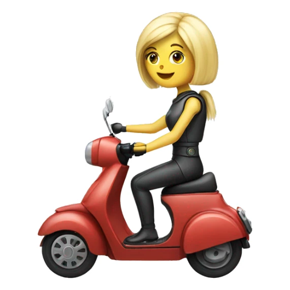 Female robot with blond hair on a manual scooter sticker