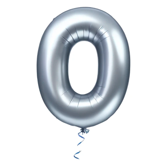 Silver balloon in shape of number 0 closed sticker