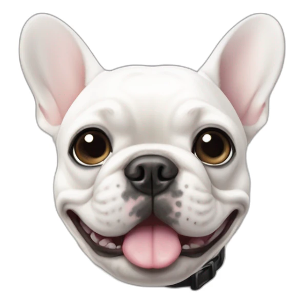 white french bulldog with a small black circle on the right eye sticker