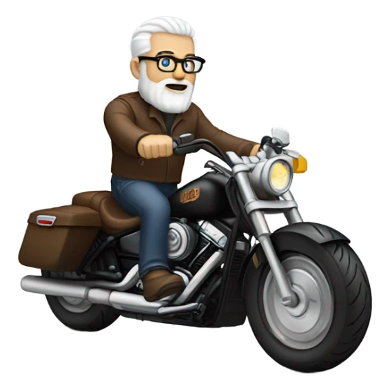 white bearded guy with reading glasses riding a harley  sticker