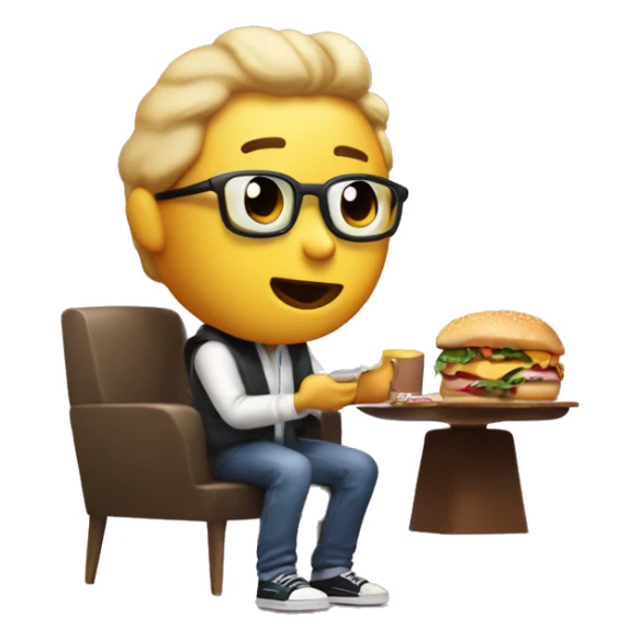 persona sedentaria comiendo macdonald viendo netflix y mirando el telefono sticker