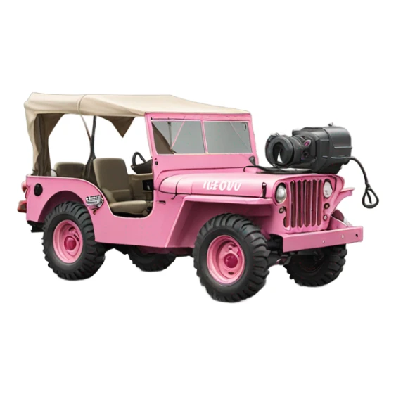 Full size jungle tour 1942 Willy’s pink jeep crawler with installed winch  sticker
