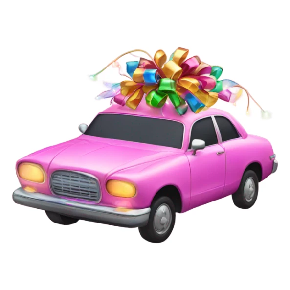 Pink car covered in Christmas lights  sticker
