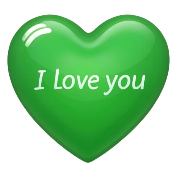 a green heart that says "i love you" on the ffront sticker