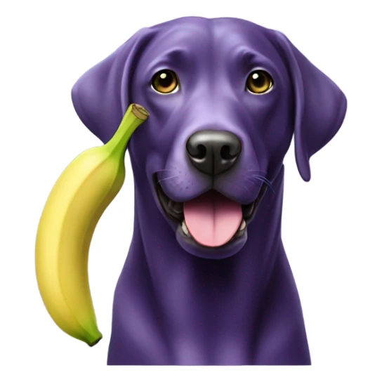 Purple Labrador eating a green banana  sticker