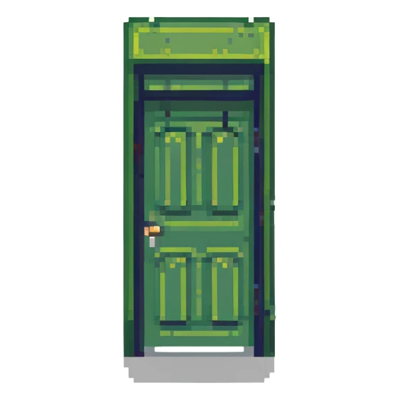 A green door sticker
