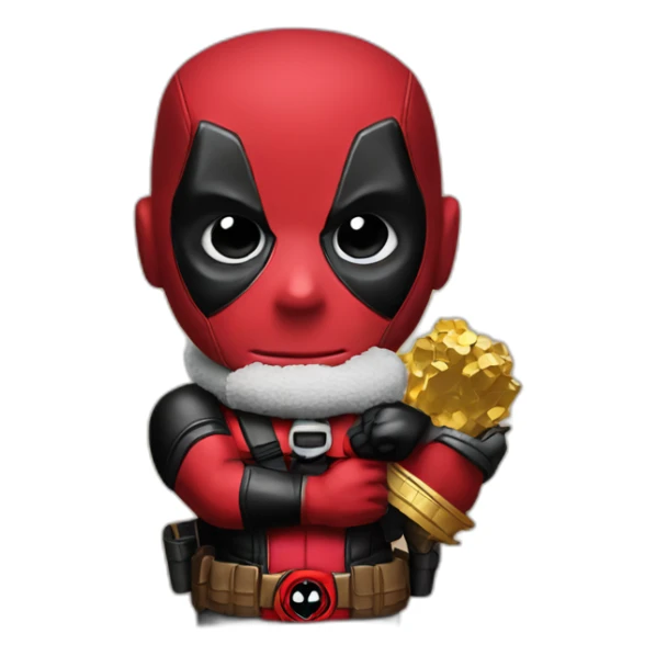 Deadpool, con una corona y un collar de oro sticker