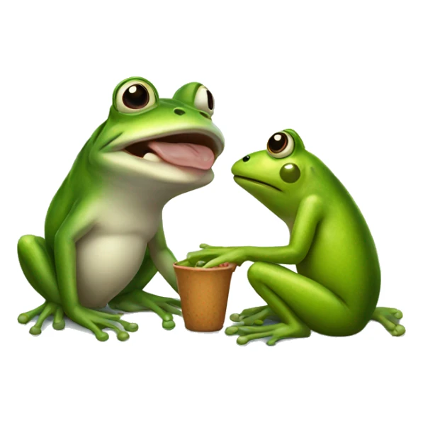 A frog with a dog trying to eat the frog sticker
