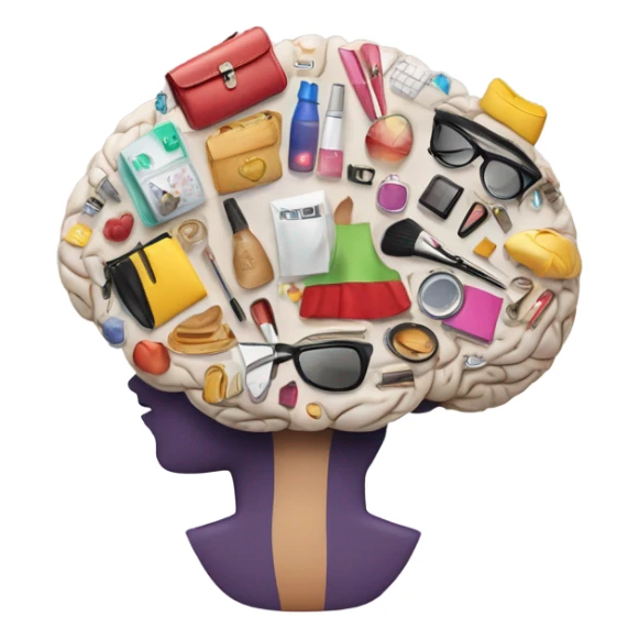 brain thinking shopping makeup footwear handbags clothes  sticker