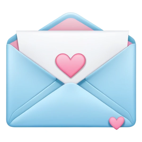 Romantic white pink light-blue love letter sticker
