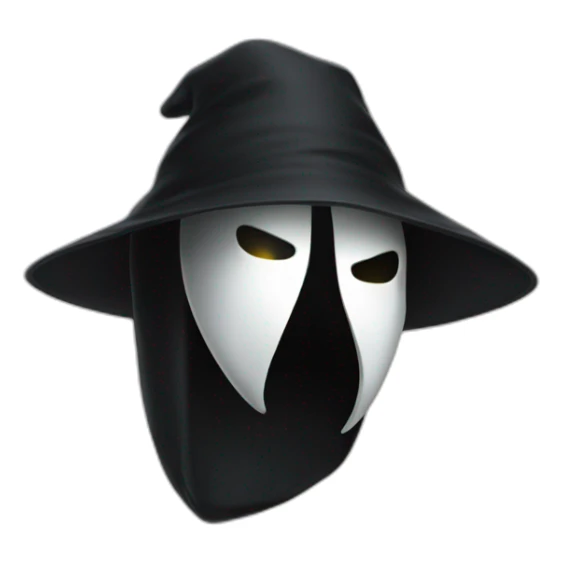 Ghostface with his black costume ans with a long mouth sticker