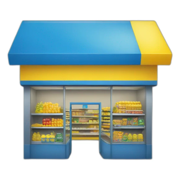 BLU AND YELLOW SUPERMARKET square sign sticker