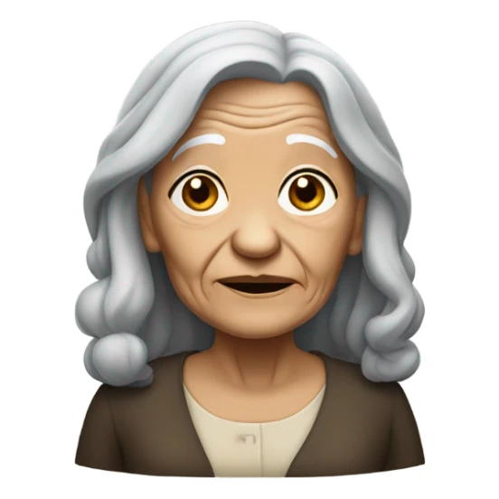 Wrinkly old woman long black hair  sticker