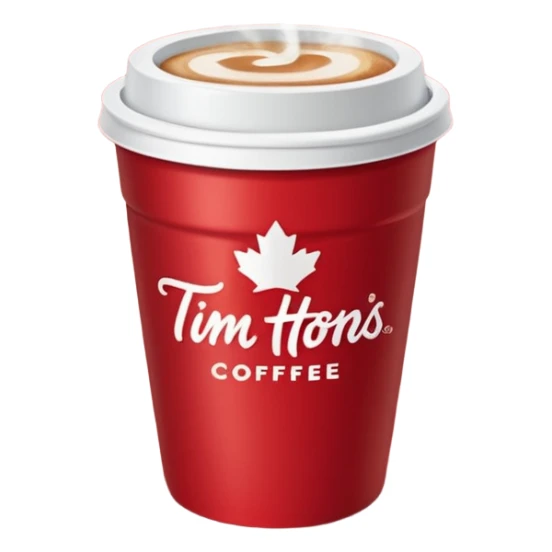 Tim Hortons coffee, it should be red cup with white write writing " Tim Hortons" and a White lid sticker