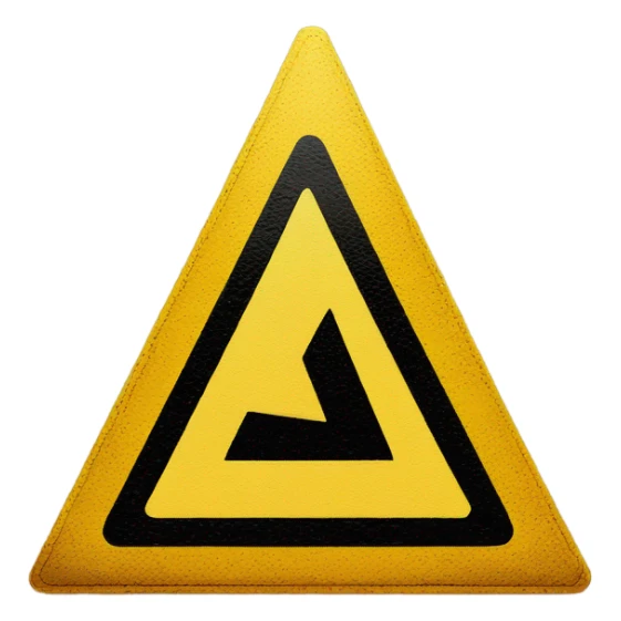 alert road sign tirangular shape, with yellow background and clear black color exclamation  mark ("!") at center sticker