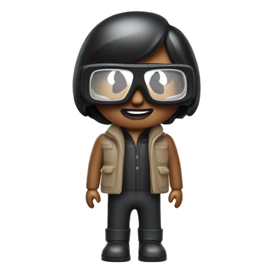 A stereotypical designer whith a large black framed goggle as white Playmobil figure sticker