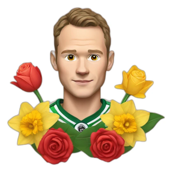 Jonathan Toews as rainbow with daffodils and roses sticker