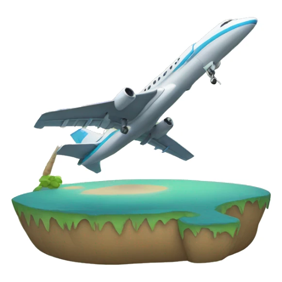 Jet landing on an island sticker