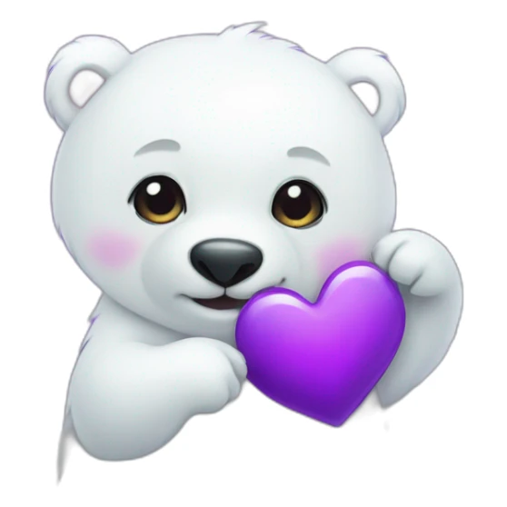Cute Polar bear holding a purple heart sticker