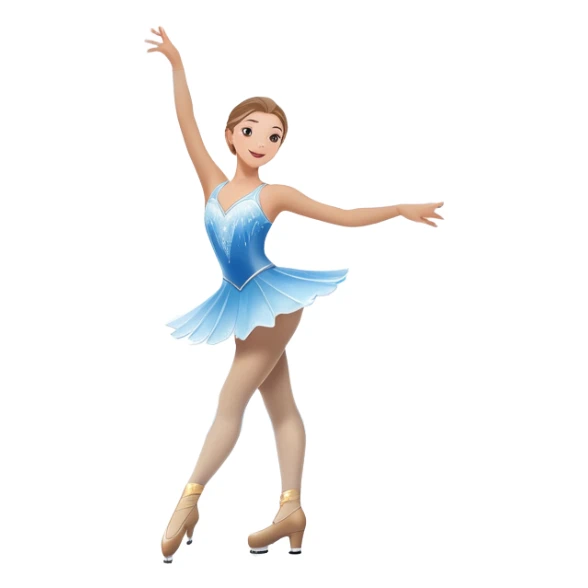 An icon showing The rink is illuminated by soft light beams, with cheering spectators in the stands. Snowflakes gently fall, adding to the magical atmosphere. a graceful figure skater performing a spin on the ice in a grand ice palace. Transparent background highlights elegance and artistry. sticker