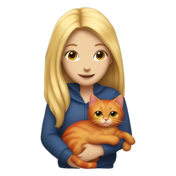 blonde girl with a red cat in her arms sticker