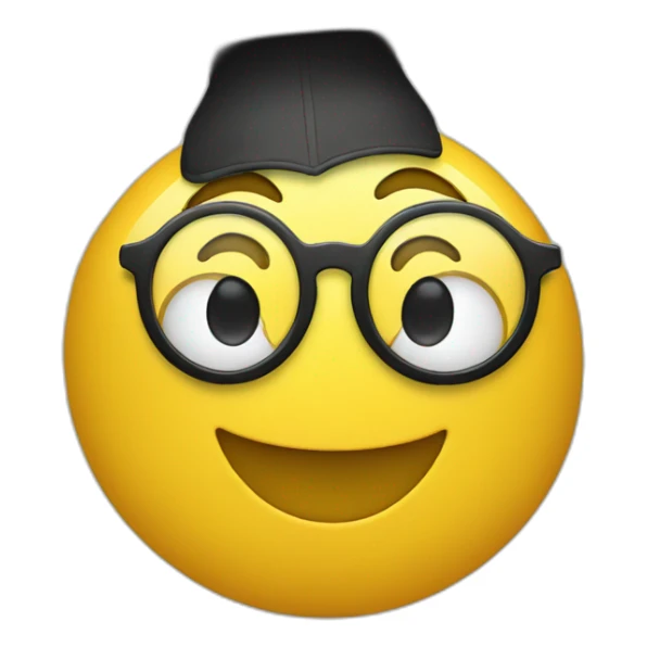 happy yellow emoji head with glasses and with mortarboard on its head sticker