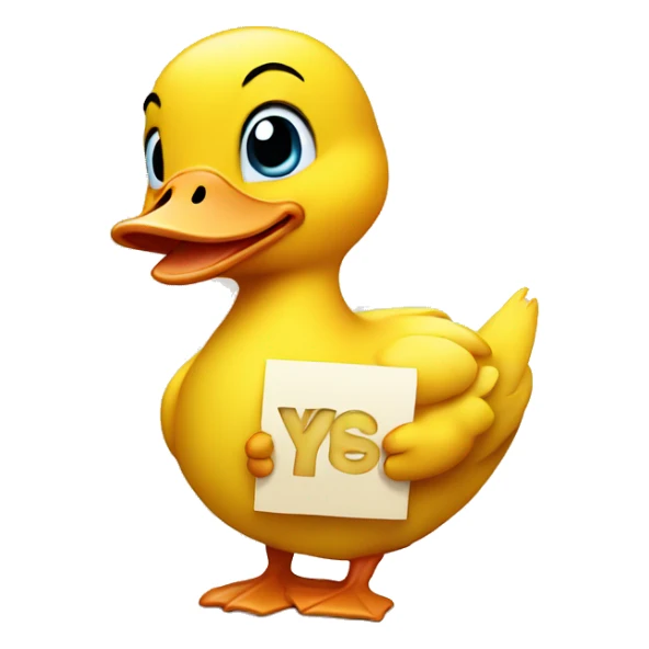 Yellow cute Duck holding yes sign sticker