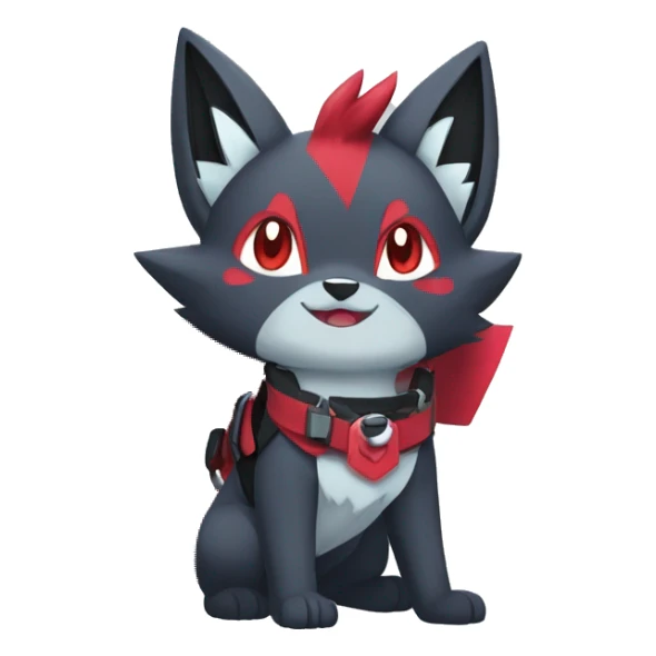 Kawaii Cool Edgy Zorua-Zangoose-Zoroark-Mightyena with a collar and harness full body sticker