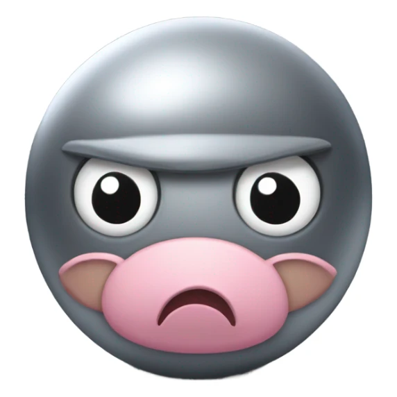 Metal cute mad Kirby Gray ball driving on 4 car wheels with mad eyebrows game sticker