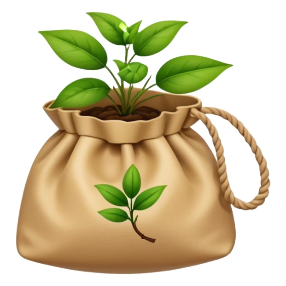 a knotted bag with a picture of a plant on it sticker