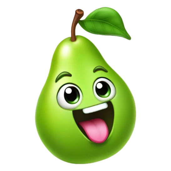 Shiny Green Cute pear with tongue sticker