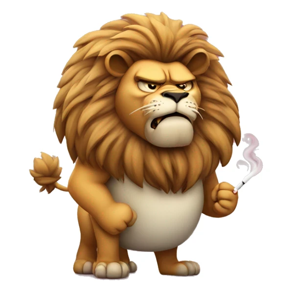 Angry fat lion mad and smoking cigarette  sticker