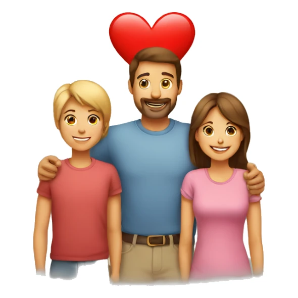 Heart and mom and dad and kids sticker