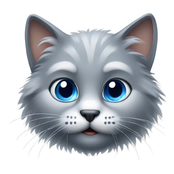 Fluffy grey cat with blue eyes and a tiara sticker